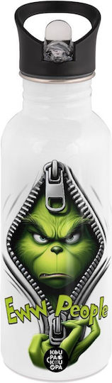 Grinch Stainless Steel Kids Water Bottle with Straw White 600ml