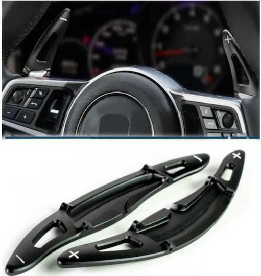 Schaltwippen aus Aluminium für Porsche Panamera 17+, Macan 14+, Cayenne 15+, Boxster 718 16+ und Carrera 911 16+, Schwarz, 2 Stück
