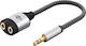Goobay Audio Cable 3.5mm Male - 2x 3.5mm Female Black 0.18m 80586