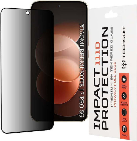 Techsuit 111d Privacy Full Glue Протектор за Екран Xiaomi Redmi Note 17 Pro 5G Redmi Note 17 Pro Max Черен