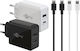 Goobay Φορτιστής GaN με Θύρα USB-A και Θύρα USB-C και Καλώδιο USB-C - USB-C 30W Power Delivery Black & White (Twin Power Set)