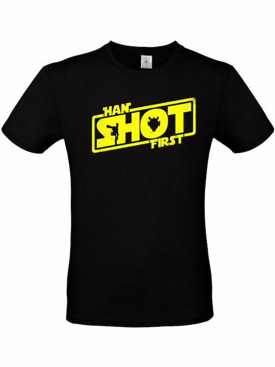 Tstudio Унисекс тениска Han Shot First Star Wars Черна