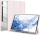 Dux Ducis Toby Series Tri-fold Tablet Case for Samsung Galaxy Tab S9 Fe+ 12.4" with Special Pen Slot, Transparent Reinforced Back, Light Pink