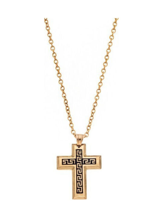 Senza Men's Cross in Gold Plated Steel Without Chain
