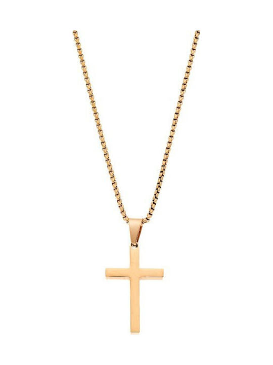 Senza Men's Cross in Gold-Plated Steel Without Chain