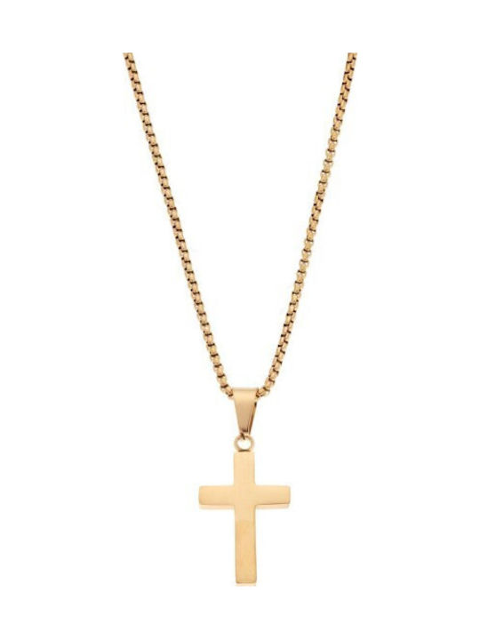 Senza Herren Kreuz aus Vergoldetem Stahl Ohne Kette