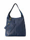 Blue Leather Women's Shoulder Bag