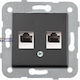 Novella-trenda Black Two Gang Data Socket 2xcat6