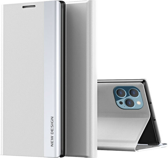 iPhone 13 Pro Max Hülle New Design Leder-Standhülle aus synthetischem Leder Weiß