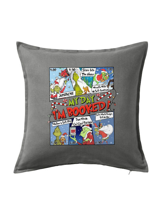 My Day Grinch Grey Sofa Pillow 100% Cotton Fill...
