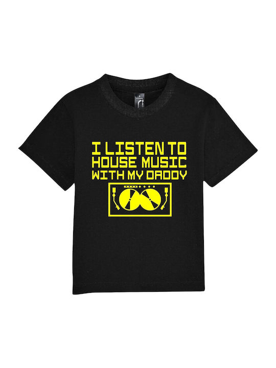 Tstudio Παιδικό T-shirt "i Listen To House Music With My Daddy" Μπλούζα Black