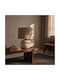 Zambelis Lights Ceramic Table Lamp for E27 Bulb with Beige Shade and White Base