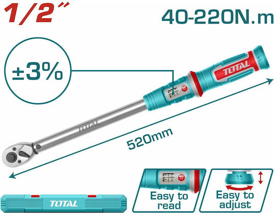 Total Δυναμόκλειδο Καρέ 1/2" Ροπής 40-220 Nm