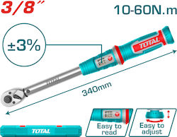 Total Δυναμόκλειδο Καρέ 3/8" Ροπής 10-60 Nm THPTW3860N6