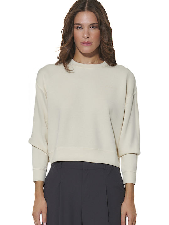 Cropped Damen-Sweatshirt in Ecru