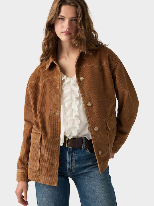 Demi Μακρύ Γυναικείο Μπουφάν για Χειμώνα Rust Brown