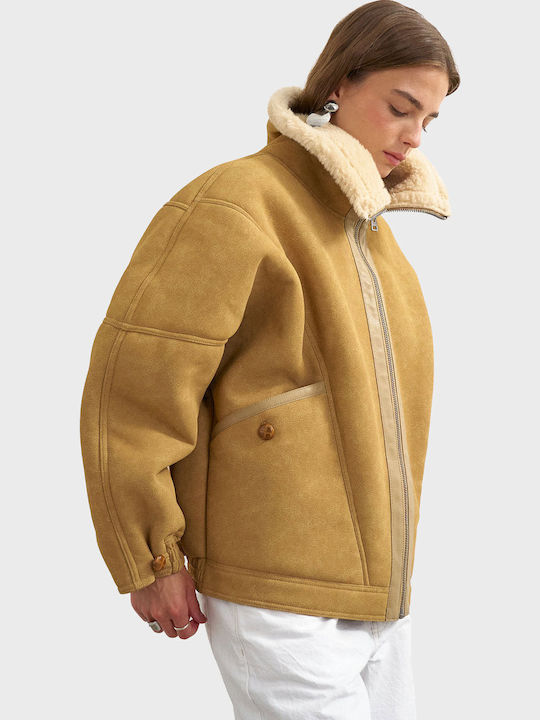 Topshop Tulla Women's Winter Jacket Tan