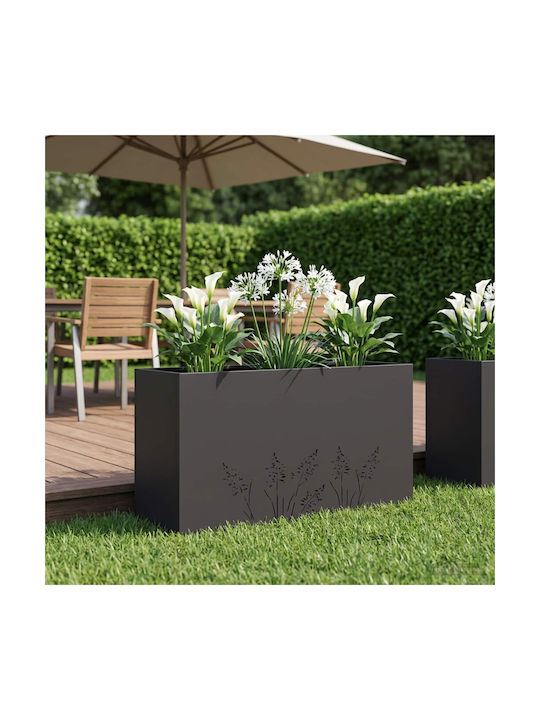 vidaXL Garden Metal Planter Black 100x30x49 cm