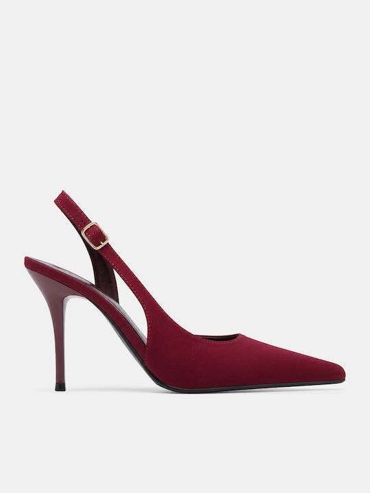 Luigi Pointed Toe Pumps with High Heel in Burgundy