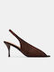 Dark Brown Suede Pointed Toe Pumps with High Heel