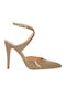 Spitze Lacklederpumps mit Stilettoabsatz und Riemchen Grau