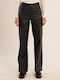 Women's Fabric Trousers Dark Grey Leopard