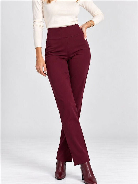 Pantaloni Dama din Țesătură Burgundy T26200-BURGUNDY