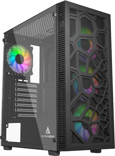 AlphaGear AG-ADEPT-BK Gaming Midi-Tower-Computergehäuse mit Seitenfenster Schwarz