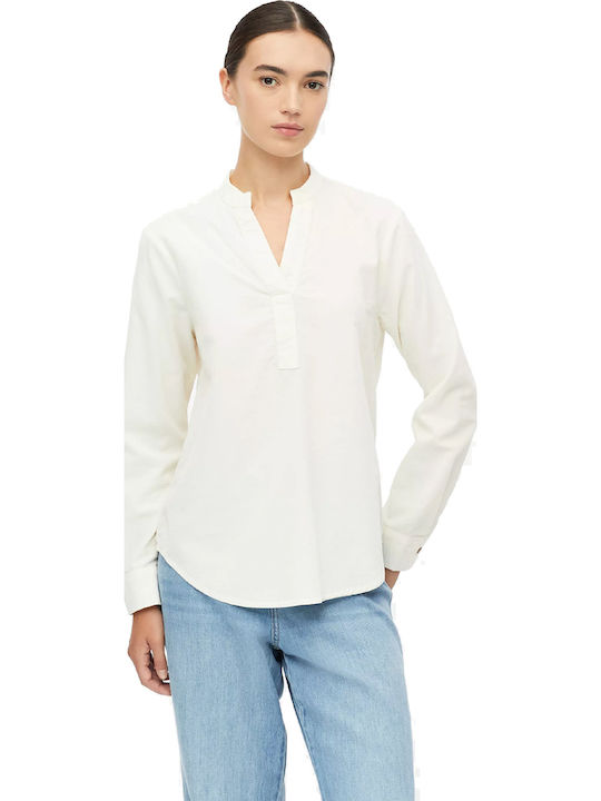 s.Oliver Long Sleeve Women's Corduroy Shirt Ecru