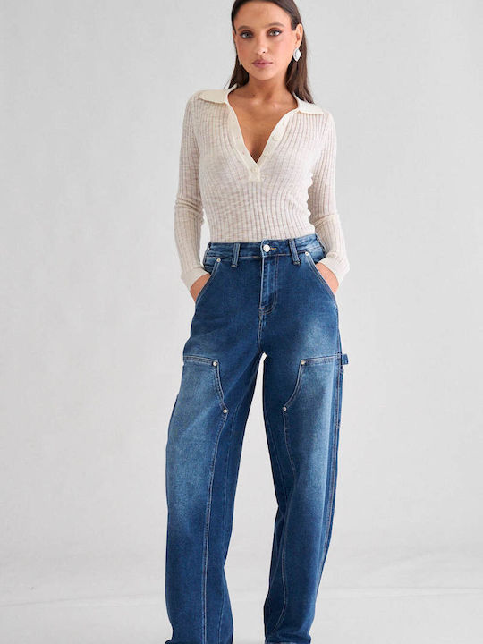 Дамски Дънков Панталон с Balloon Кройка