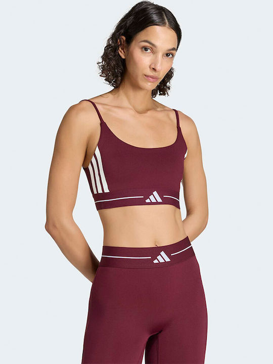 Hyperglam 3-Stripes Дамско Бюстие с Лека Поддръжка в Бордо