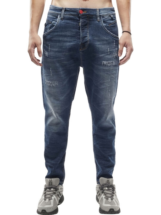Monaco Herren Cropped Jeans Elastisch Blau