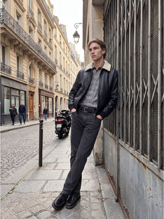 Clark Ανδρικό Παντελόνι Τζιν Ελαστικό Regular Fit Black Denim