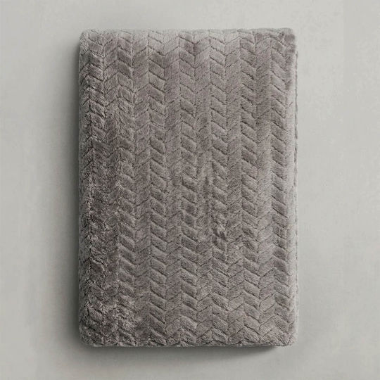 Sidirela Zigzag Κουβέρτα Fleece Μονή 150x220εκ. Γκρι