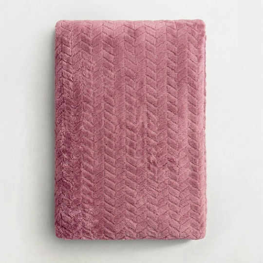 Sidirela Zigzag Κουβέρτα Fleece Μονή 150x220εκ. Σάπιο Μήλο