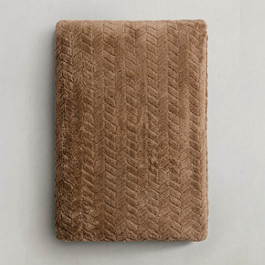 Sidirela Pătură Polar Dublă Zigzag 200x220 cm Maro