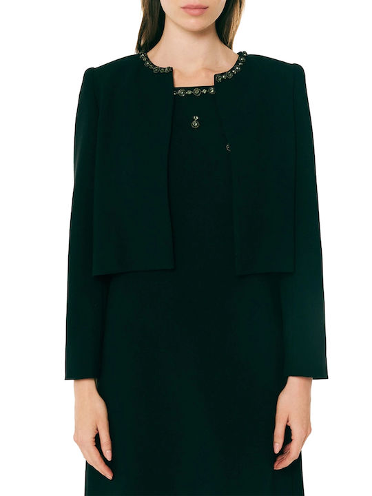 Forel Kurzer Damen-Kreppblazer Black