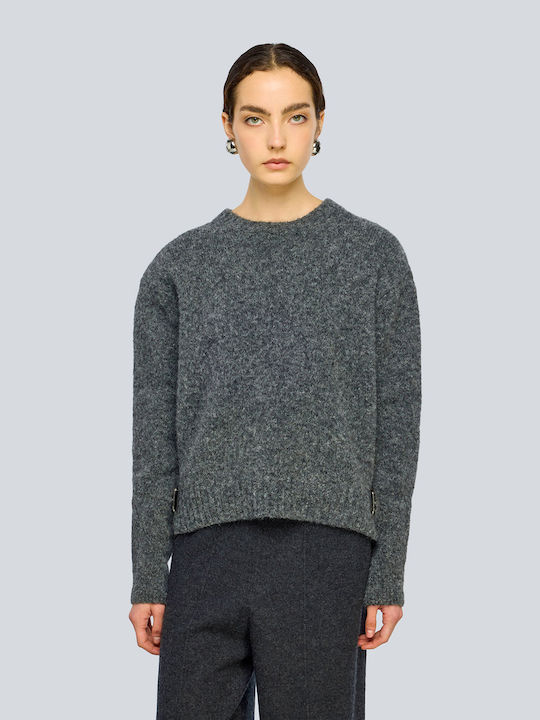 Sallie Women's Long-Sleeve Wool Sweater Dark Grey