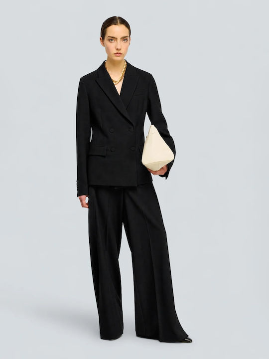 Semicouture Alicia Long Women's Double-Breasted Blazer Black