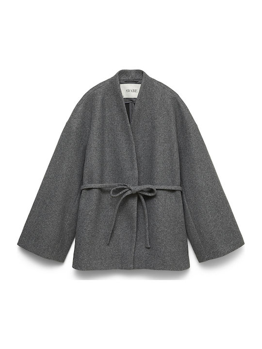 Vero Moda Awsijina Ζακέτα Dark Grey Melange Gray