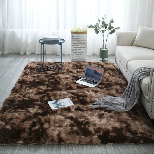 SpitiBazaar Non-Slip Rectangular Furry Brown Rug 80x140cm