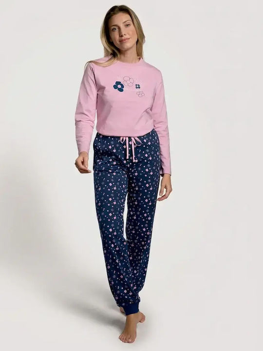Muydemi Set de Pijama de Iarnă pentru Damă, din Bumbac, Albastru