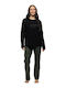 Galaxy Winter-Damenpyjama-Set Schwarz