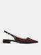 Σατέν Γυναικείες Μπαλαρίνες Slingback Καφέ Σκούρο