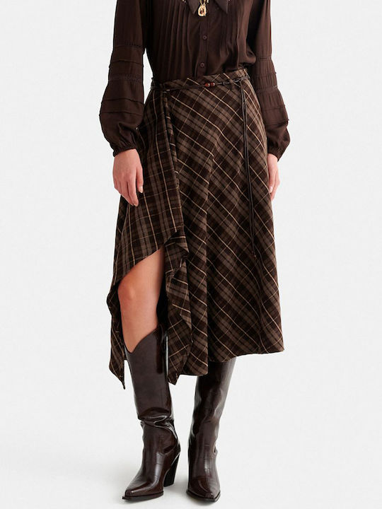 attrattivo Maxi Φούστα Καρό Brown