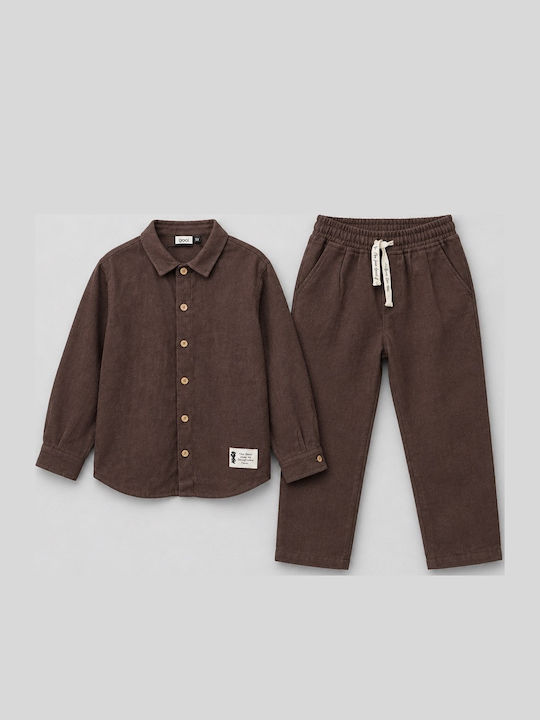 Set pentru Copii cu Pantaloni 2 Bucăți Maro Ciocolatiu