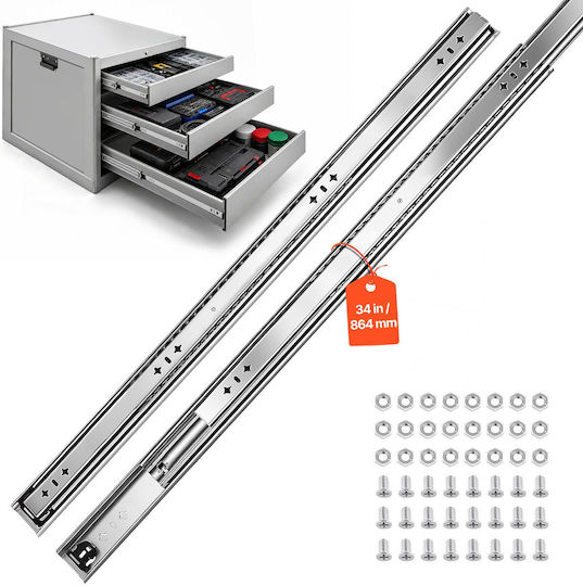 Vevor Heavy-Duty Full-Extension Drawer Slides 85 cm Side-Mount 120.2 kg Ball Bearings 1 Pair Zxcthg265lbsihuvz001v0