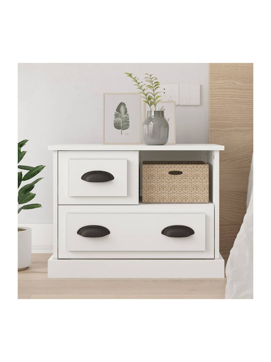 Bedside Table Wood White 60x39x45cm