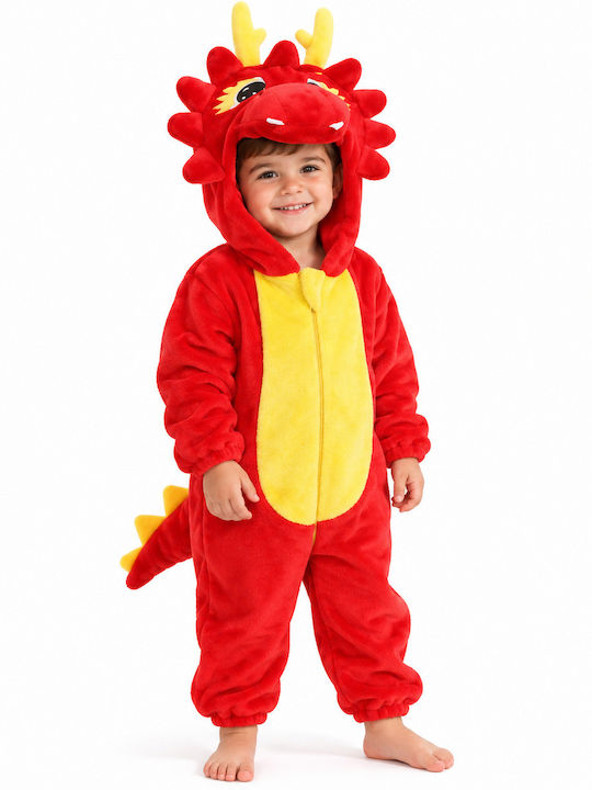 Queen Mother Παιδική Πιτζάμα Ολόσωμη Κόκκινη Red Dragon