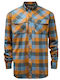 Long Sleeve Flannel Overshirt in Regular Fit Fudge/Blue